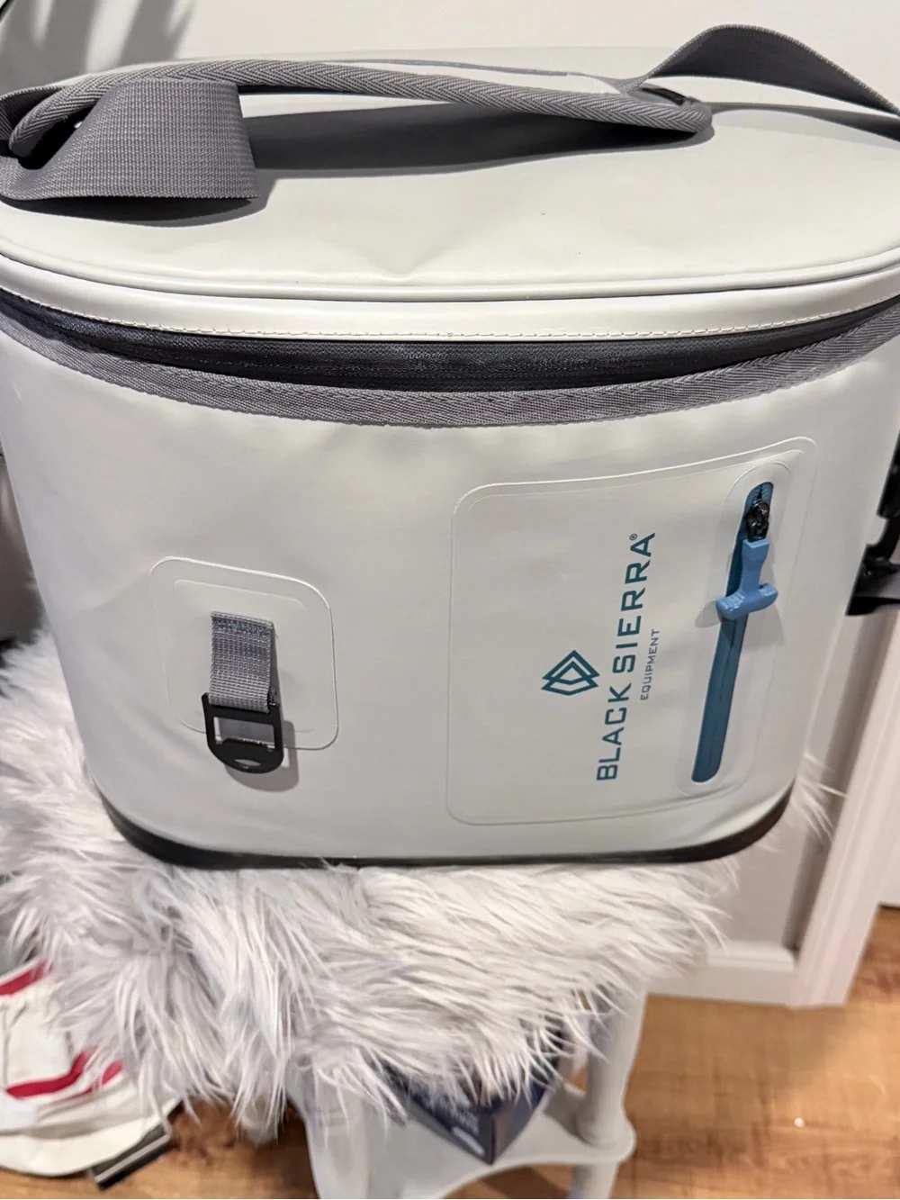White & Blue Soft-Side Camera Bag with Adjustable Strap